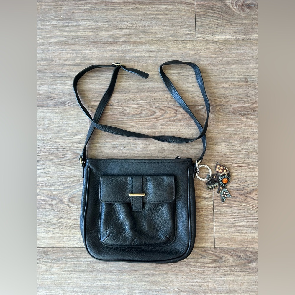 Talbots black crossbody purse with Vera Bradley keychain